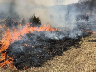 Image of a prairie being burned.