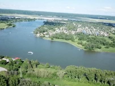 Aerial image of Carter Lake, Iowa.