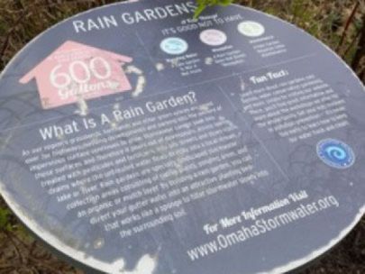 Rain garden information sign.